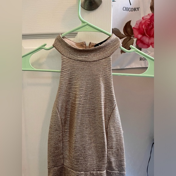 Gold Sparkle Halter Dress - Picture 3 of 3